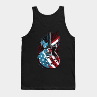 Patriotic USA 4th of July Guitarist Concert Festival Guitar Tank Top